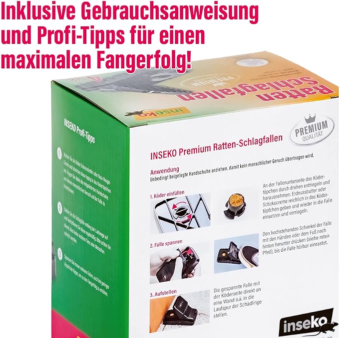 4x inseko Premium- Ratten- Schlagfalle