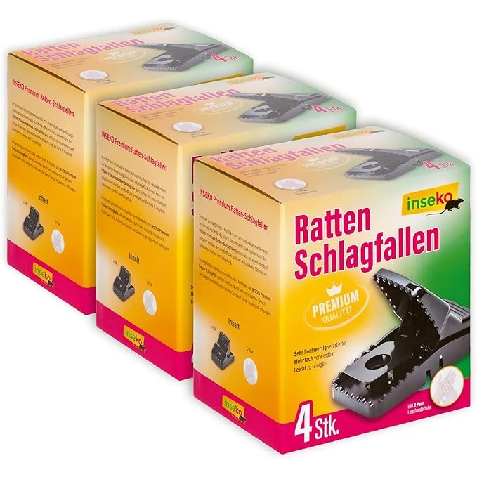 4x inseko Premium- Ratten- Schlagfalle