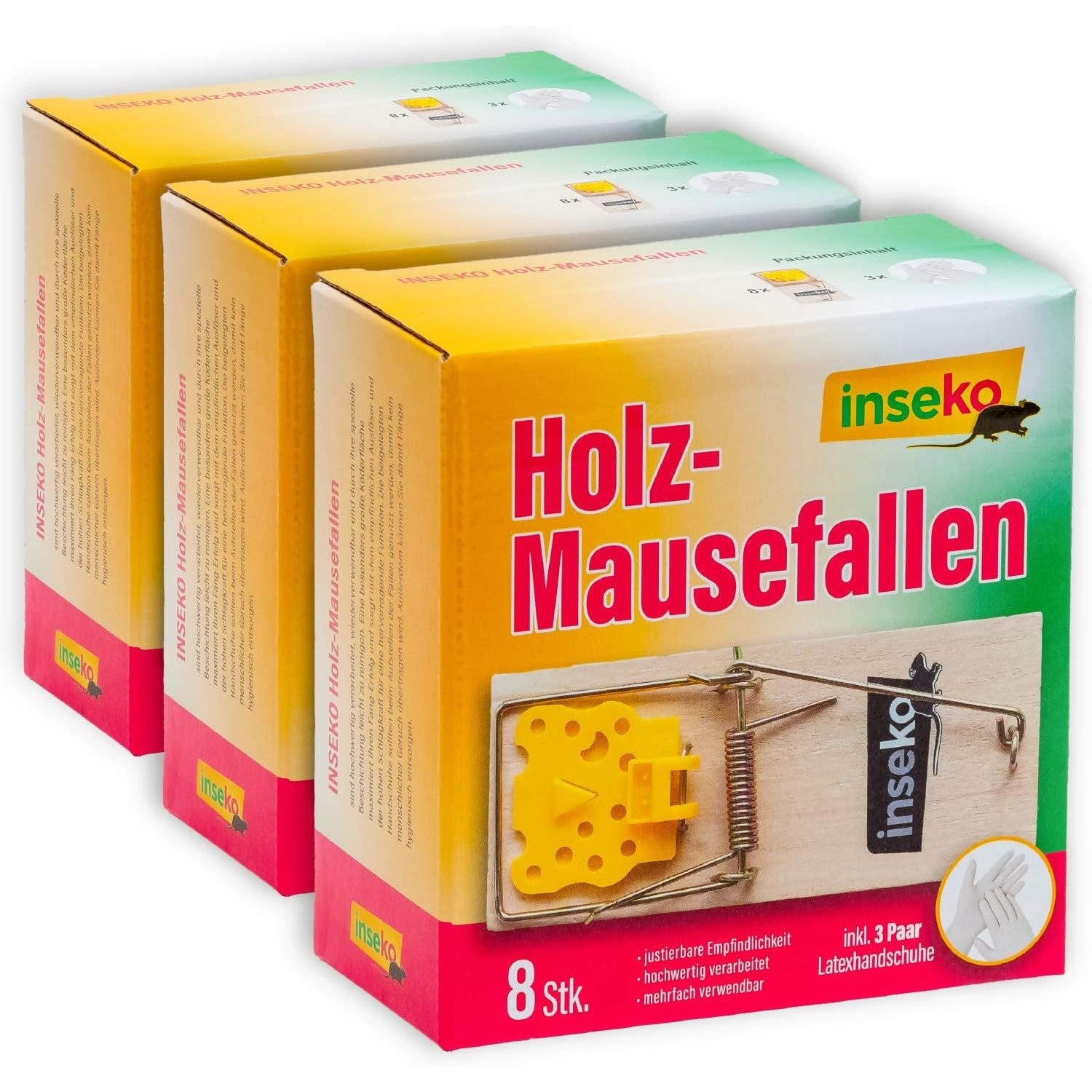 8x inseko Holz Mausefallen