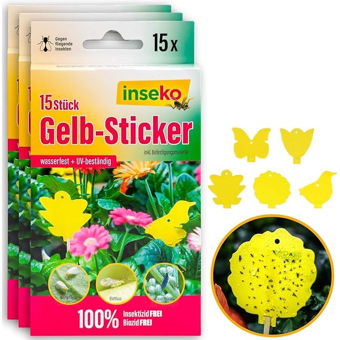 15x inseko Profi Gelbsticker Fliegenfallen