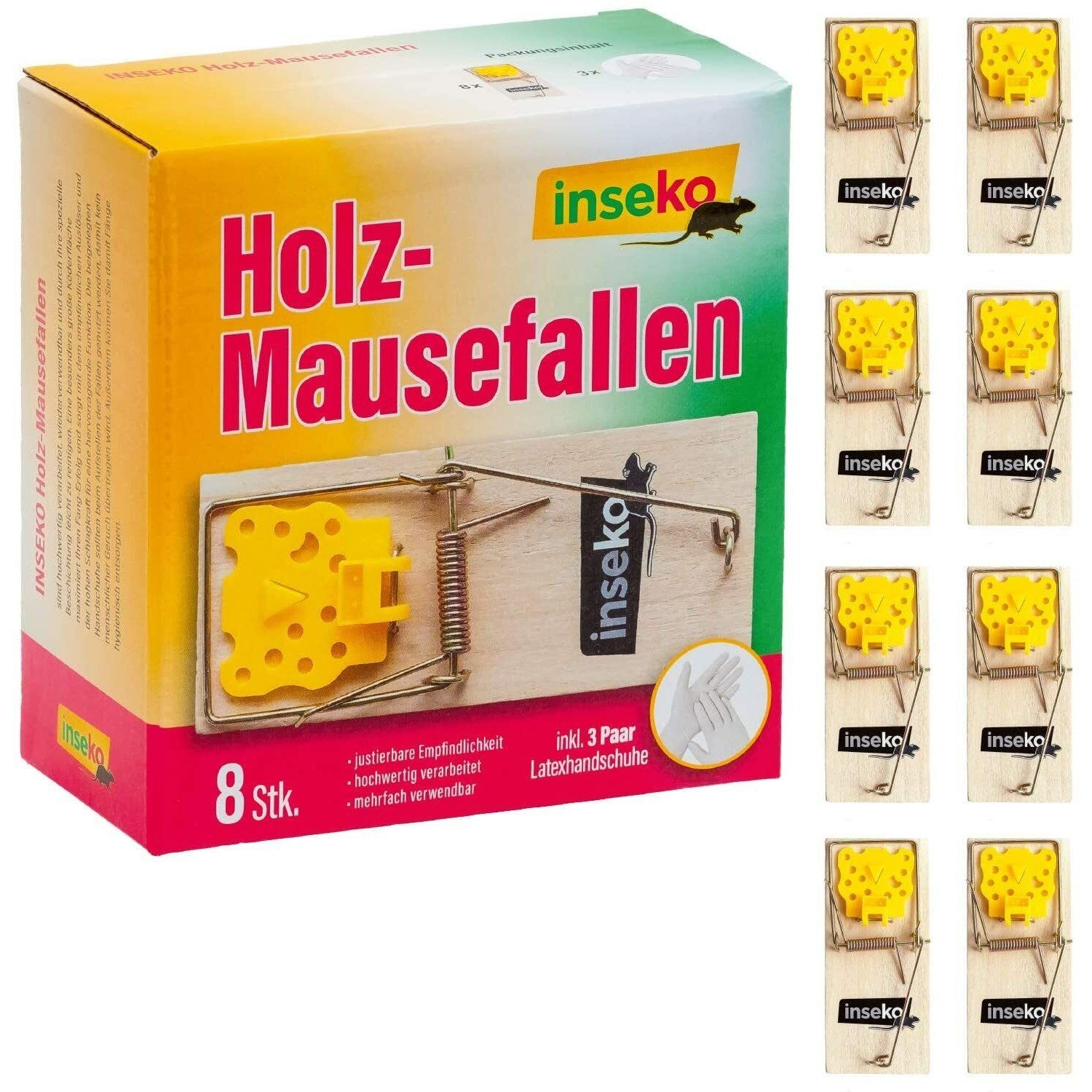 8x inseko Holz Mausefallen