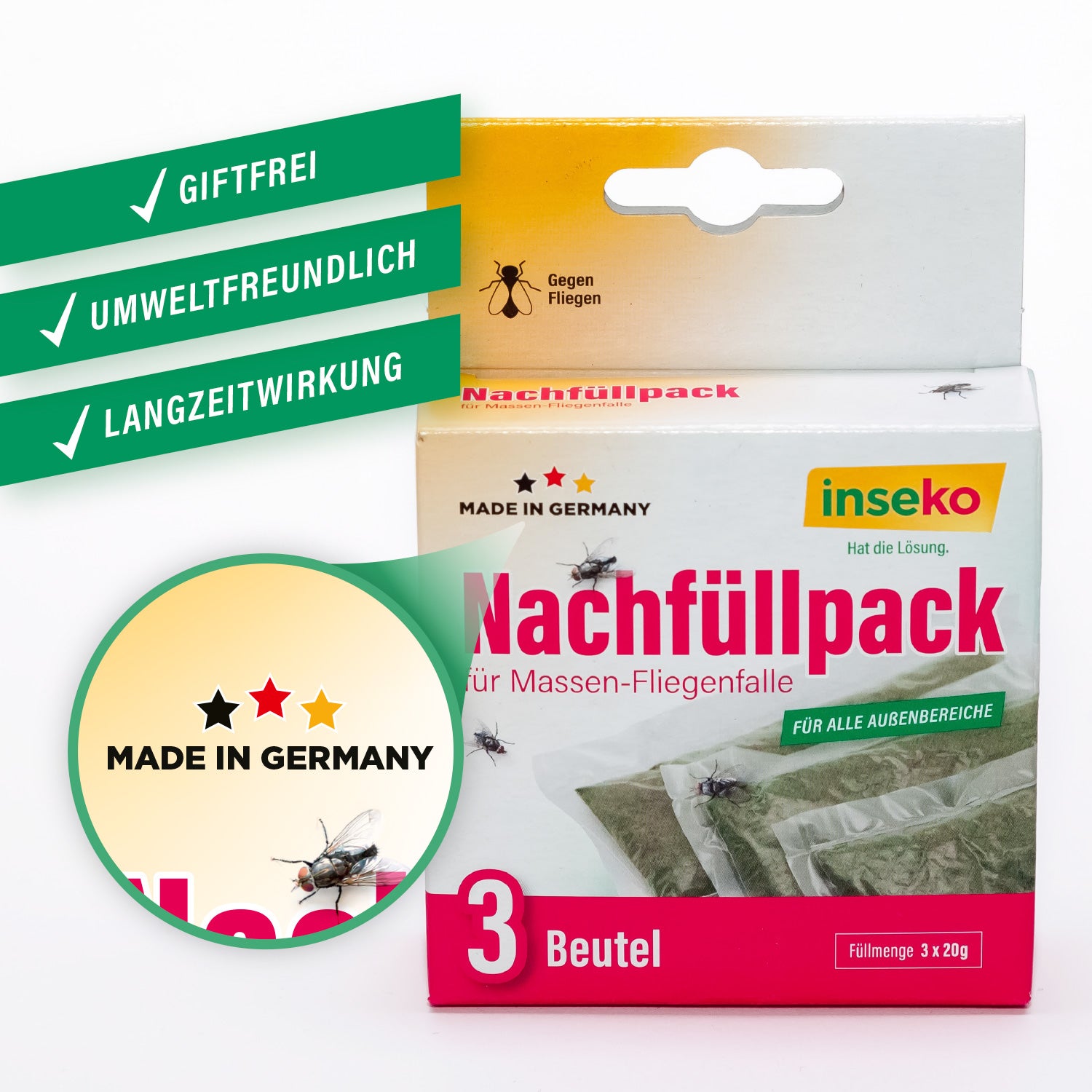 1x inseko Nachfüllpack für Massen-Fliegenfalle